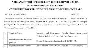 NIT Trichy Recruitment 2023 JRF Posts Apply Now TN Govt Jobs 2023  2024sexiezpix Web Porn