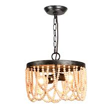 Shop Industrial 2 Light Wood Beaded Chandelier Pendant Light On Sale Overstock 31873847