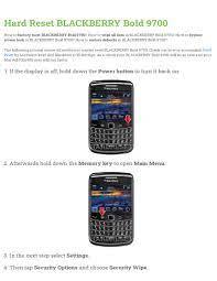 Type 'm e p d' (this will display the active lock) · 6. Hard Reset Blackberry Bold 9700 Manualzz