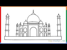 How To Draw A Beautiful Taj Mahal Step By Step Youtube Easy Drawings Taj Mahal Drawing Taj Mahal