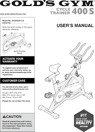 Recumbent stationary exercise bikes proform. Golds Gym Ggex628130 Owners Manual