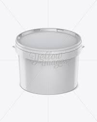 3l Plastic Paint Bucket Mockup Front View High Angle Shot In Bucket Pail Mockups On Yellow Images Object Mockups
