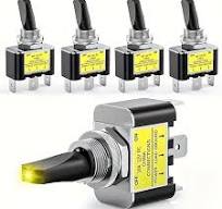 ‫5 قطع مفاتيح تبديل LED شديدة التحمل - 12 فولت 30 أمبير LED أزرق معدنية  ساطعة * 3-Pin Rocker Switch مع ثقوب تثبيت 12 مم، 12 فولت 30 أمبير شديدة  التحمل، ...‬‎