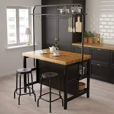1 tree planted for every order. Vadholma Kitchen Island With Rack Black Oak Ikea