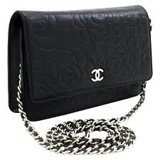 Chanel Black Camellia Embossed Woc Wallet On Chain Shoulder Bag Leather In 2020 Shoulder Bag Chanel Shoulder Bag Chain Shoulder Bag