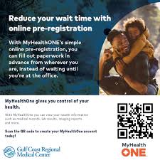 Search for myhealthone with us. Gulf Coast Regional Medical Center With Myhealthone You Can View Your Health Information Such As Medical Records Lab Results And Pre Register For Appointments Tests And Procedures Scan The Qr Code With
