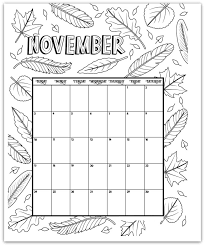 November 2019 Coloring Page Printable Calendar Coloring Calendar Kids Calendar Calendar Pages
