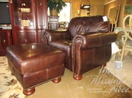 Hours may change under current circumstances Thomasville Leather Chair With Matching Ottoman In A Chocolate Brown This Chair Has Large Rolled Arms Nailhead Trim Leather Chair Ottoman Leather Chair Chair
