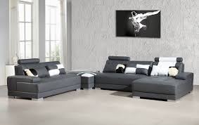 Sectional sofa with round shape. Phantom Contemporary Grey Leather Sectional Sofa W Ottoman