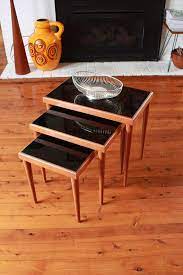 We have everything to make your home a stylish & modern space. Vintage Nest Of Tables With Black Glass Tops Coffee Tables Side Tables Coffee Table Table Black Glass