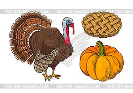 Are you searching for thanksgiving turkey png images or vector? Pumpkin And Turkey Baked Pie Icons Set Vector Clipart