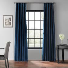 Exclusive Fabrics Furnishings Captain S Blue Blackout Vintage Textured Faux Dupioni Silk Curtain 50 In W X 120 In L Panel Curtains Faux Silk Curtains Silk Curtains