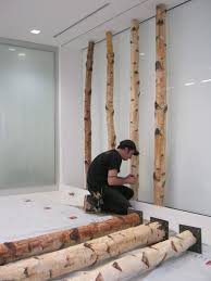 Let S Stay Birch Poles Branches In Interiors Green Decor Design Backpainted Glass Panels With Birch Trunks Phase 2 Birch Tree Decor Home Green Decor