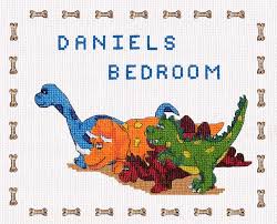 Counted cross stitch dinosaur patterns. Little Star Stitches Dinosaur Door Sampler Cross Stitch Kit