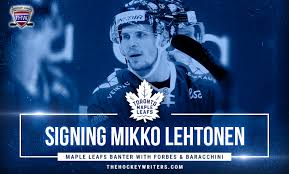 Mikko lehtonen speaks with the media after practice Maple Leafs Banter With Forbes Baracchini Mikko Lehtonen Signs