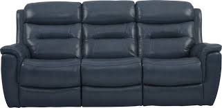 Sabella Navy Leather Power Reclining Sofa In 2020 Leather Couches Living Room Reclining Sofa Leather Sofa Living Room