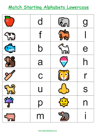 prek english worksheet match starting alphabets lowercase happy kids and moms