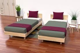 Lit Twin Bois Massif Lit Twin Matelas Et Sommier Mobilier De Salon