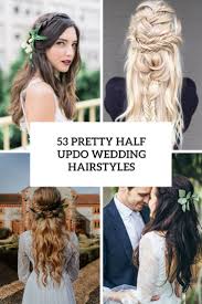 Braid going across to give that crown look to the waterfall hair. 53 Pretty Half Updo Wedding Hairstyles Weddingomania