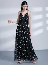 Star Print V Neck Long Party Dress Ever Pretty Partydress Dress Longdress Everpre Bridesmaid Dresses Long Chiffon Party Dress Long Black Evening Dresses