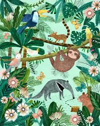 Rebecca Jones Lilla Rogers Jungle Wall Stickers Stretched Canvas Wall Art Art Wall Kids