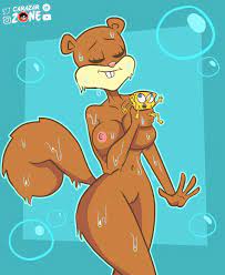 1boy 1girls arenita areolae big breasts breasts carazar zone  closed eyes furry nickelodeon nintendo nude female sandy cheeks shower  smile smooth skin sponge spongebob squarepants spongebob squarepants  (character) squirrel