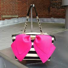 Black And White Striped Purse With Red Bow Betsey Johnson Bow Nanza Satchel Betsey Black And White Striped Satchel With Hot Pink Bow 98 00 U Be Daz Betsey Johnson Handbags Satchel Shoulder Bag
