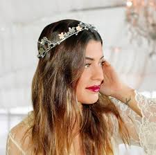 Gold Porcelain Floral Bridal Crown: Handmade Clay Wedding Headpiece