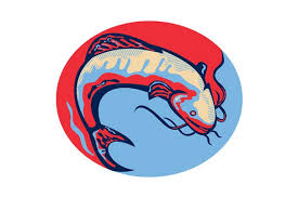 Catfish Mud Cat Jumping Retro Retro Graphics Vector Graphics Design Catfish