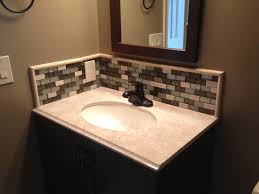 Unique Tile Backsplash With Bullnose Tile And Undermount Sink Also Vanity Top And Tile Backsplash Bathroom Vanity Tile Backsplash Bathroom Bathroom Backsplash