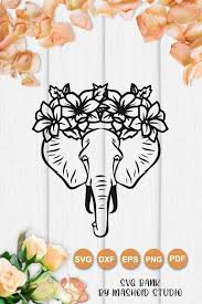 Download Floral Elephant Svg File Elephant S Head Cut File Dxf Png 1245642 Cut Files Design Bundles