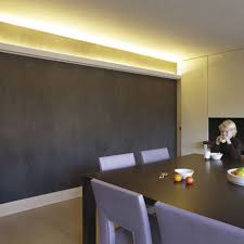 The light is bounced off of the ceiling and walls into the room. Mountain View Crown Molding For Lighting Modern Crown Molding