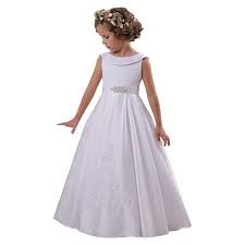 Simple Design Satin A Line Girl Dress 0 12 Year Old White Size 6 Girls Pageant Dresses Little Girl Pageant Dresses Flower Girl Pageant Dress