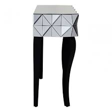 Italian contemporary polished chrome and black glass console with shell motif. Soho Smoke Glass Console Table Wood Mirrored Glass Wood Silver Clanbay