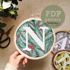 It's listed here along with a few other cute sewing patterns!) Botanical Letter N Hand Embroidery Pattern Etsy Hand Embroidery Pattern Hand Embroidery Embroidery Patterns