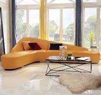 Modern 6-Seater Orange L-Shaped Corner Sectional Sofa Faux Leather  Upholstery｜Homary