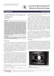 Pdf Future Medicine The Impact Of 3d Printing