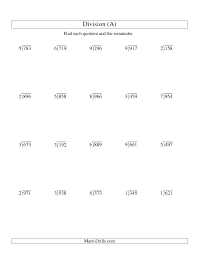 Long Division One Digit Divisor And A Three Digit Dividend With A Remainder All Division Workshe Division Worksheets Long Division Long Division Worksheets