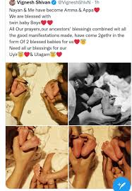 Nayanthara(37) & Vicky welcomes twin boys via Surrogacy :  rBollyBlindsNGossip