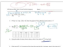 The emphasis is on the interplay between the geometric and analytic information and on the use of calculus both to predict and to explain the observed local and global behavior of a function. Ap Calculus Semester 1 Final Review 1 Youtube