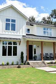 Looks amazing with limewash brick for a craftsman design. The Best White Modern Farmhouse Exterior Paint Colors White Exterior Houses Modern Farmhouse Exterior House Exterior