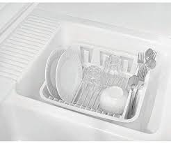 Step stool chairs still provide an added lift to put items within reach, but they also include a fold out seat. White Rubbermaid Antimicrobial In Sink Dish Drainer Fg6049arwht Small Storage Organization Kitchen Dining Migalio Com