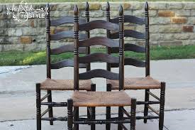 Staining Outdated Oak Ladder Back Chairs In Walnut Chair Makeover Ladder Back Chairs Ladder Back Dining Chairs