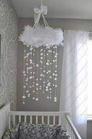 White Tulle Cloud Baby Mobile With Rain Falling From The Cloud Baby Room Decor Baby Girl Room Diy Baby Mobile