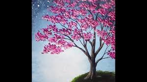how to paint trees full slow video quot apple barrel quot acrylics canvas lesson art class youtube cherry blossom painting tree painting easy tree painting