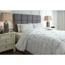 Signature Design by Ashley Adrianna Queen Comforter with Elegant Script,  White & Gray