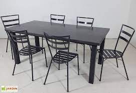 salon de jardin beton cire et acier table 180x90cm 6 chaises decoration interieure table et chaises de jardin salon de jardin alu