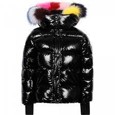 Sam Colorful Fur Trim Padded Jacket In Black Bambinifashion Com Fashion Forward Kids Fur Trim Designer Kids Clothes