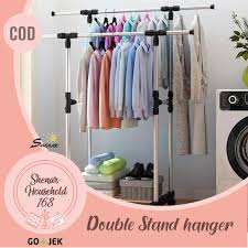 Beli gantungan baju dengan pilihan terlengkap dan harga terbaik. Double Stand Hanger Rak Serbaguna Dengan 4 Roda Tempat Gantung Baju Tempat Baju Shenar Shopee Indonesia