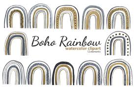 Watercolor Boho Rainbow Clipart Graphic By S Yanyeva Creative Fabrica Rainbow pictures can be experimented hugely. watercolor boho rainbow clipart